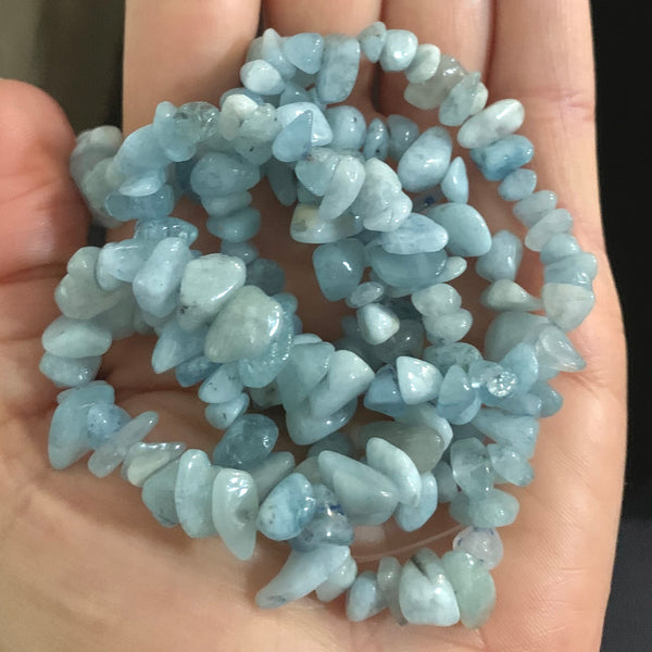 Natural Aquamarine Gravel/Chip Irregular Beads - Size 5-10mm - 33" Strand - Approx. 200 Beads