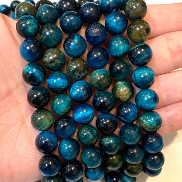 Natural Multicolor Blue Tiger Eye Stone Beads - Size 6/8/10/12mm - One Full 15" Strand