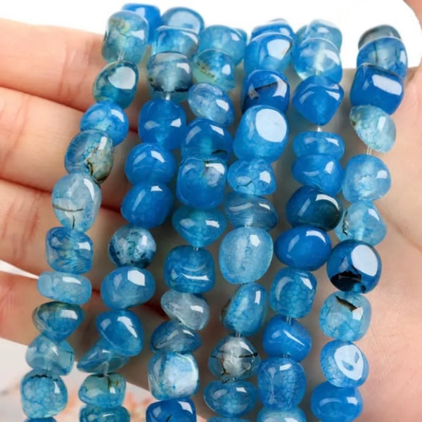 Tourmaline Irregular Shape Beads - Size 8mm - 15" Strand - Approx. 45 Beads - Aqua Blues