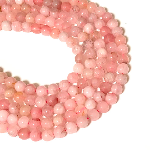 8mm Natural Rose Quartz Smooth Round Beads - Full 15" Strand Approx. 46 Beads