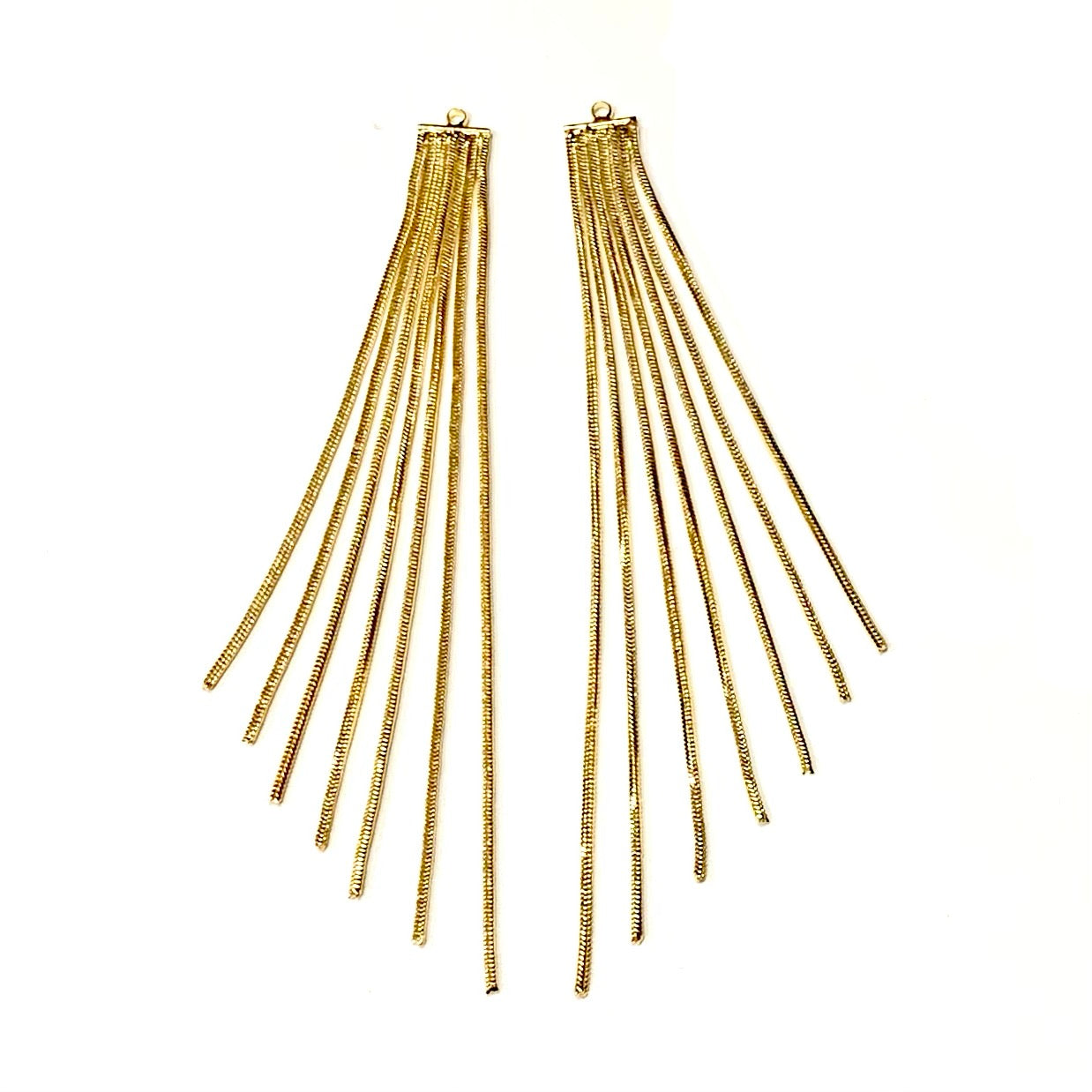 18K Gold Plated - Brass Chain Tassel Pendants - Shiny Gold Hanging Chain Tassel - Earring Findings