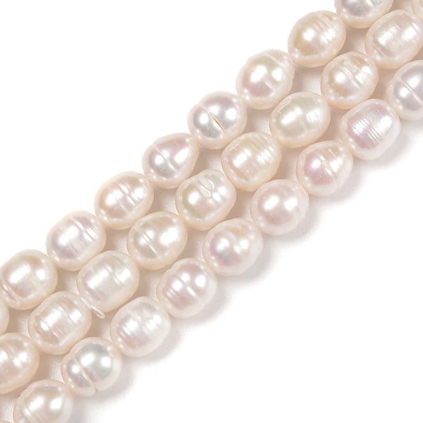 AA Cultured Freshwater Pearl Rice Beads - Size 6-7mm x 5-6mm Beads - Full 15" Strand Approx. 52 beads