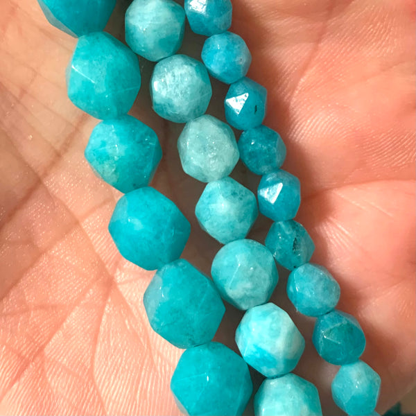 Faceted Amazonite Beads - Full 15" Strand - 6/8/10mm