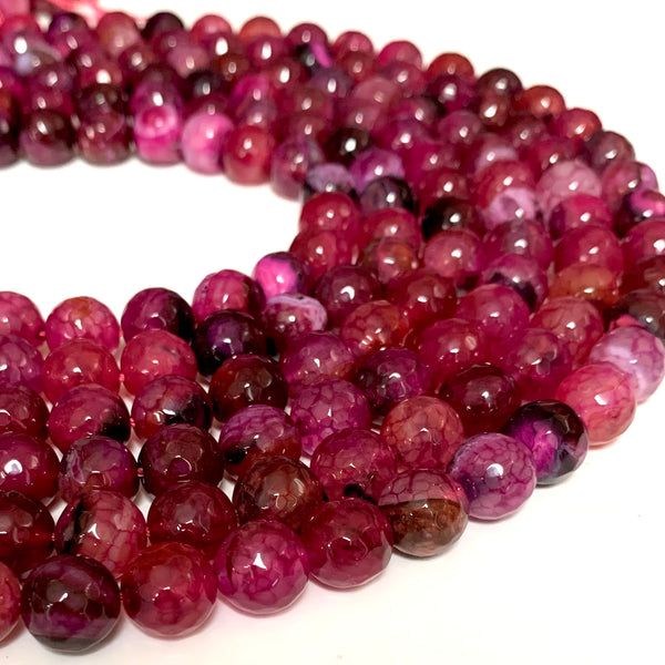 Faceted Agate Camellia Beads - Natural Agate Round 10mm Beads - Full 15" Strand Approx. 38 beads
