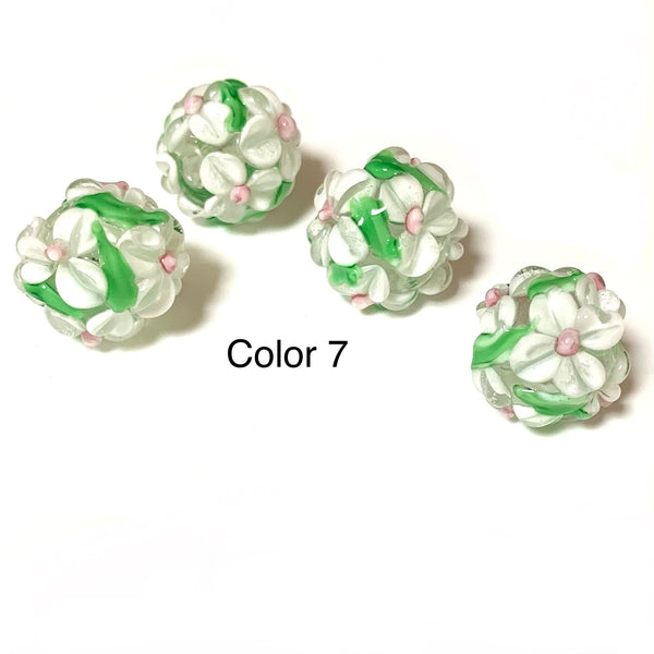 16mm Lampwork Glass Beads - 3D Flower Artisan Beads