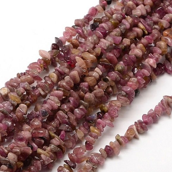 Genuine Red Tourmaline Chip Beads - Irregular Shape - Size 5-7mm - 16" Strand
