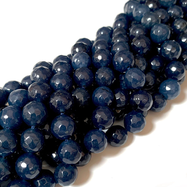 Faceted "Prussian Blue" Jade Beads - Natural Jade Round 8mm Beads - Full Strand Approx. 46 beads
