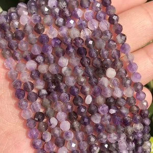 AA Amethyst Natural Stone Faceted Round Beads - 4mm - One Full 15" Strand - Approx. 92 Beads