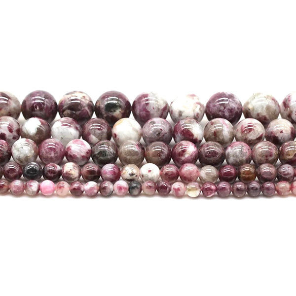 AAA Plum Blossom Genuine Tourmaline Beads - Genuine Tourmaline Round Beads - 16" Strand - 4/6/8/10/12mm