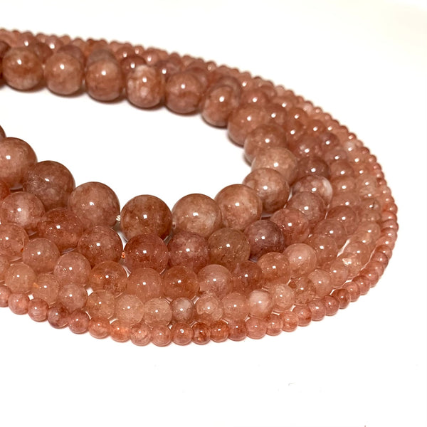 Sunstone Jade Beads - Size 4/6/8/10/12mm - One Full 15" Strand