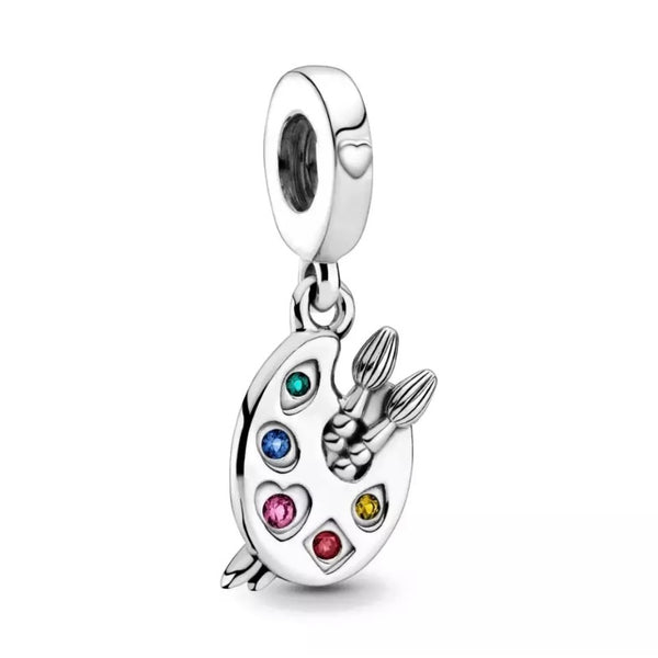 925 Sterling Silver - Artist's Palette Dangle Charm - Fits Pandora Charm Bracelets
