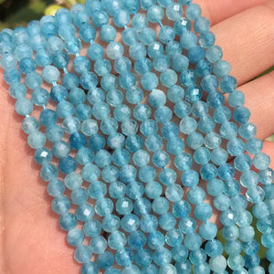 AA Blue Chalcedony - Faceted Round Beads - 4mm - One Full 15" Strand - Approx. 92 Beads