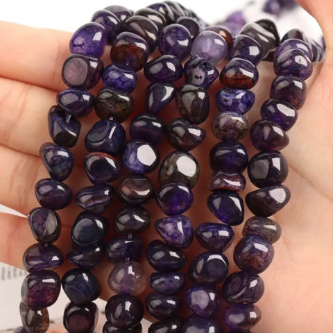 Tourmaline Irregular Shape Beads - Size 8mm - 17" Strand - Approx. 60 Beads - Dark Purple