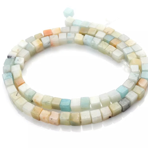 Square Amazonite Beads - One Full 15" Strand - 4/6/8mm