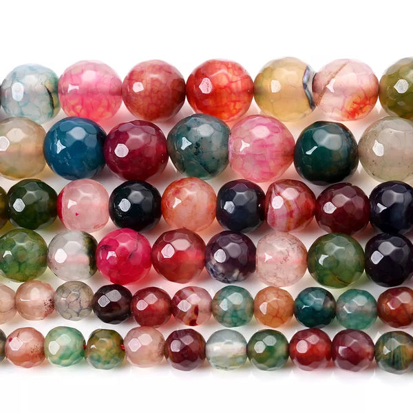 Natural Stone Tourmaline Beads - Colorful Round Beads -15" Strand - 6/8/10mm