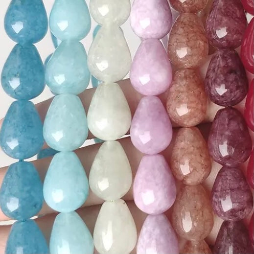 Natural Stone Waterdrop Beads - 15" Strands - Approx. 27 Beads - Smooth Waterdrop Natural Gemstone Beads