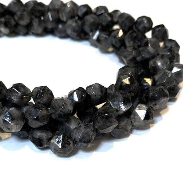Black Labradorite Star Cut Beads - Size 8mm - One Full 14" Strand - Approx. 47 pieces