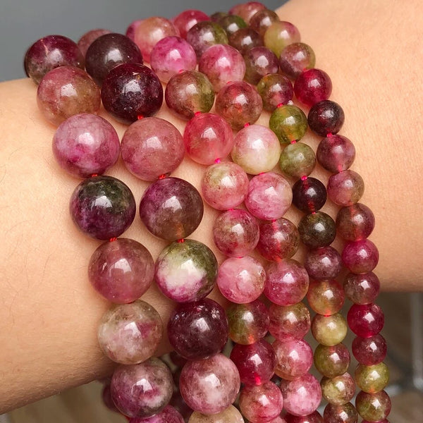 Watermelon Tourmaline Beads - Natural Stone Round Beads - 15 Strand - –  Findings On Meadow Lane