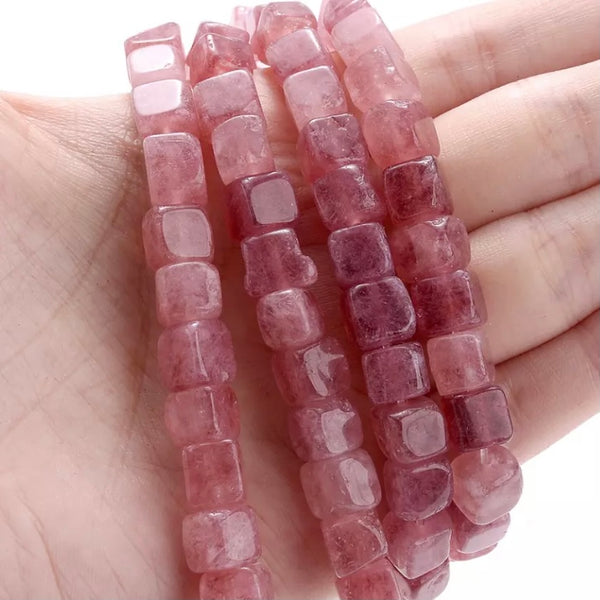 Natural Stone Tourmaline Beads - 8mm Cube Shape - Full 15" Strand Approx. 50 Pieces - 9 Colors Available