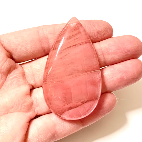 Watermelon Stone Glass Pendant - Large - Drilled Top Hole - Drop Pendant - Teardrop Pendant