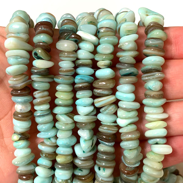Natural Stone Blue Chip Beads - Gravel Shape - Size 5-10mm - 15" Strand - Approx. 120 Beads