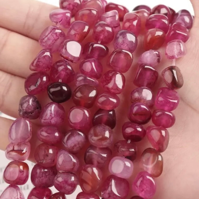 Tourmaline Irregular Shape Beads - Size 8mm - 17" Strand - Approx. 60 Beads - Dark Pink