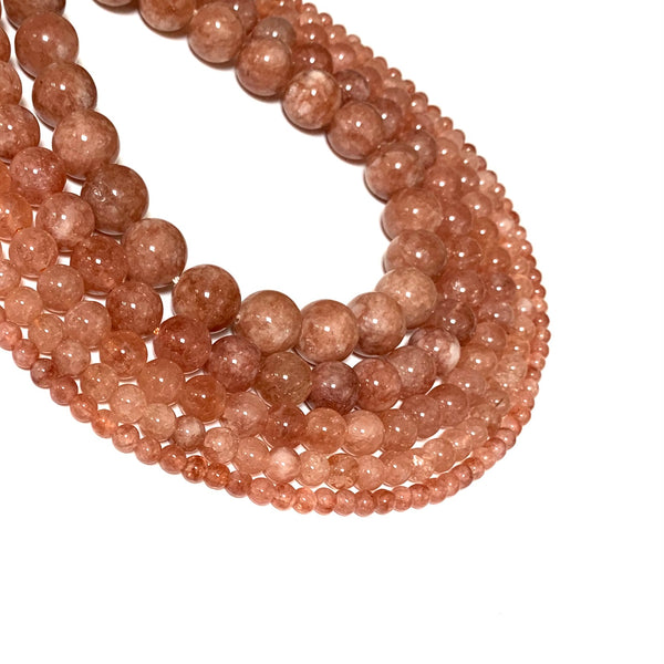 Sunstone Jade Beads - Size 4/6/8/10/12mm - One Full 15" Strand