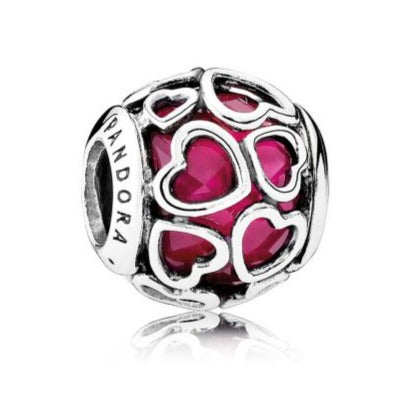925 Sterling Silver - Cerise Encased In Love Charm - Fits Pandora Charm Bracelets