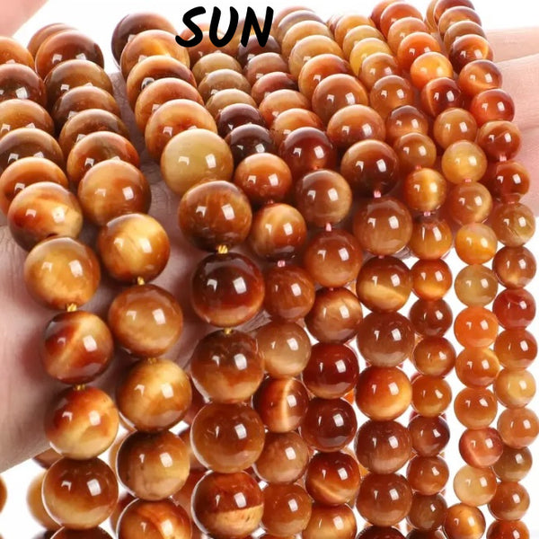 AAA Tiger Eye Beads - Blue/Rose Red/Brown Gold/Multi/Sun/Gold - 15" Strands - Smooth Round Natural Gemstone Beads - 4/6/8/10/12mm